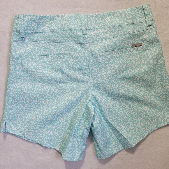 Adidas Golf Shorts Size 8 Mid Rise 7" Inseam Double Snap Waist Blue & White - Picture 3 of 8